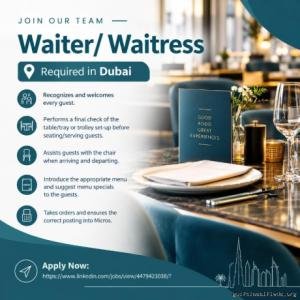 Waiter/ Waitress Required in Dubai