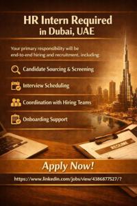 HR Intern Required in Dubai