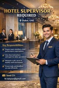 Hotel Supervisor Required in Dubai