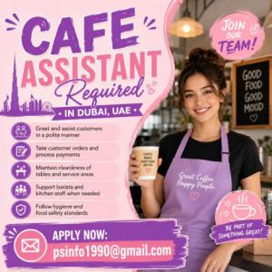 Cafe Assistant Required in Dubai