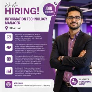 Information Technology Manager Required in Dubai