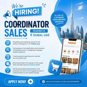 Coordinator Sales Required in Dubai